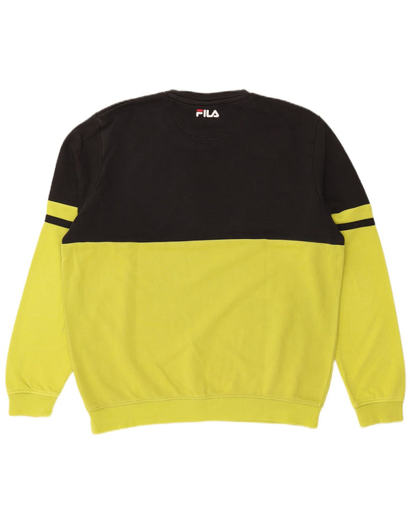 Fila Mens Graphic Sweatshirt Jumper XL Black Colourblock Cotton