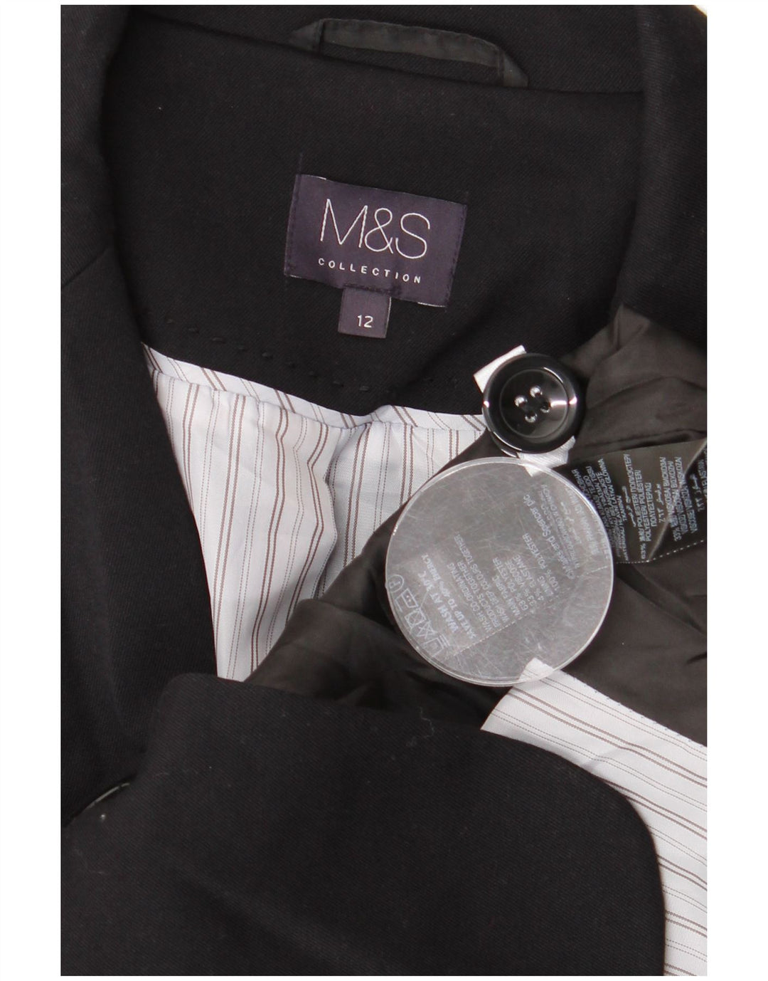 Marks & Spencer Damska marynarka zapinana na 1 guzik, UK 12, średnia czarna