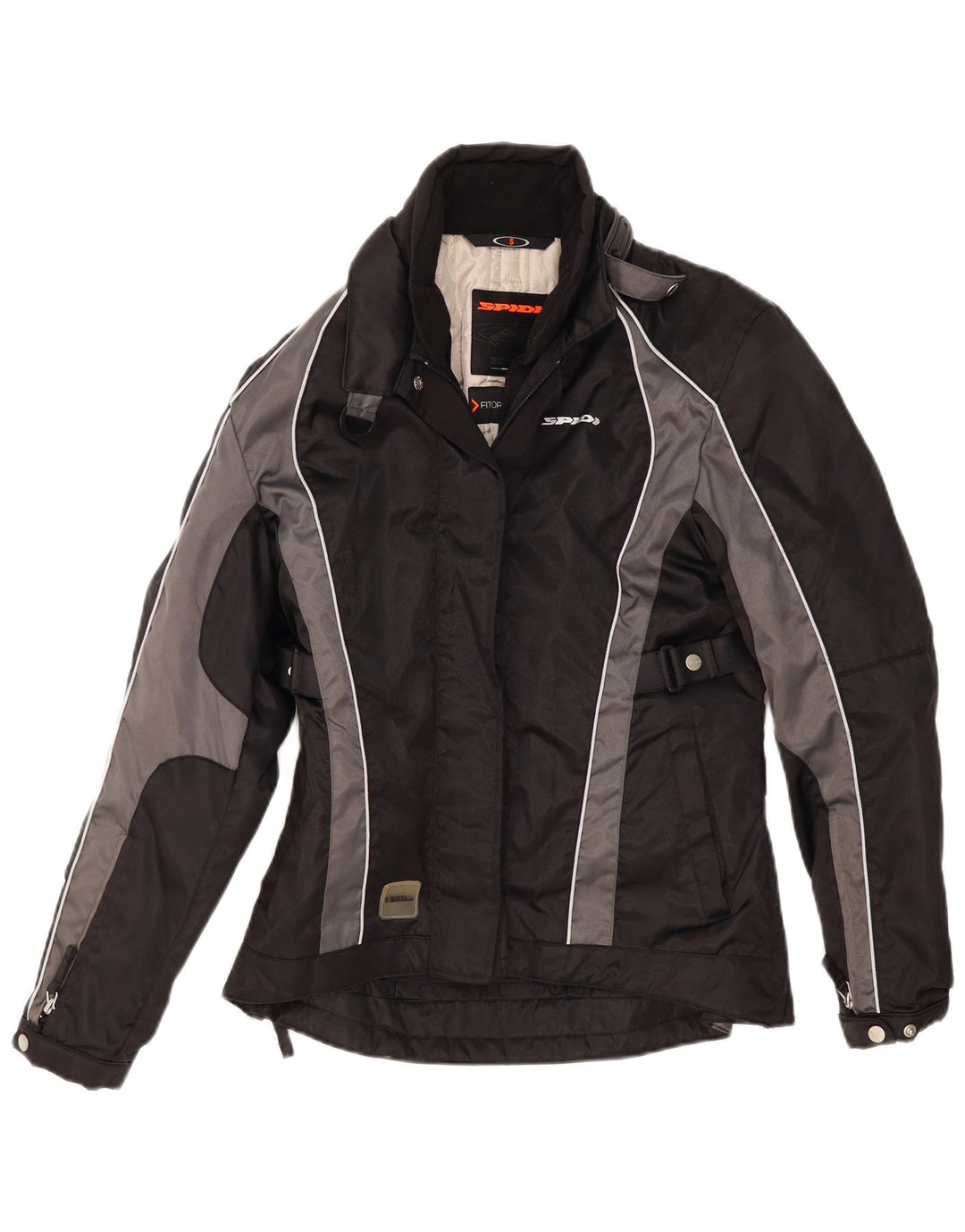 Damska kurtka typu racer oversize Spidi UK 10, mała, czarna, z blokami kolorów