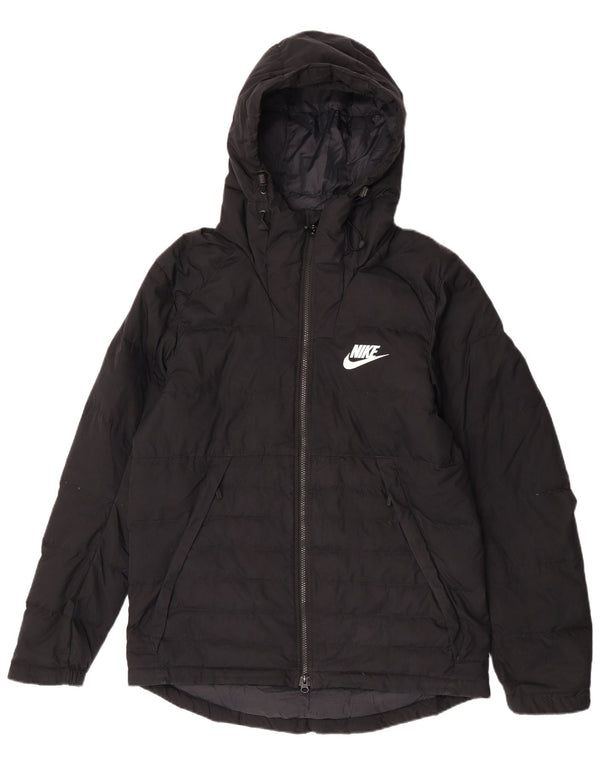 Nike Mens Hooded Padded Jacket UK 38 Medium Black Polyester