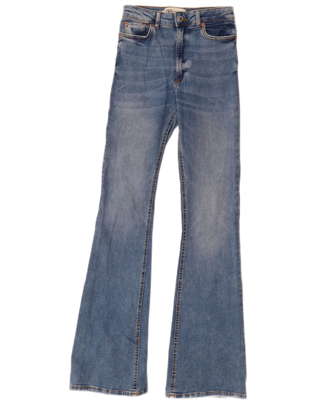 Damskie jeansy rozkloszowane Zara EU 34 2XS W24 L33 Niebieskie bawełniane