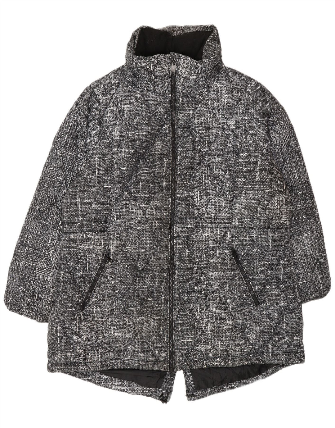 Marks & Spencer Damska pikowana kurtka UK 20 2XL Czarny, nakrapiany poliester