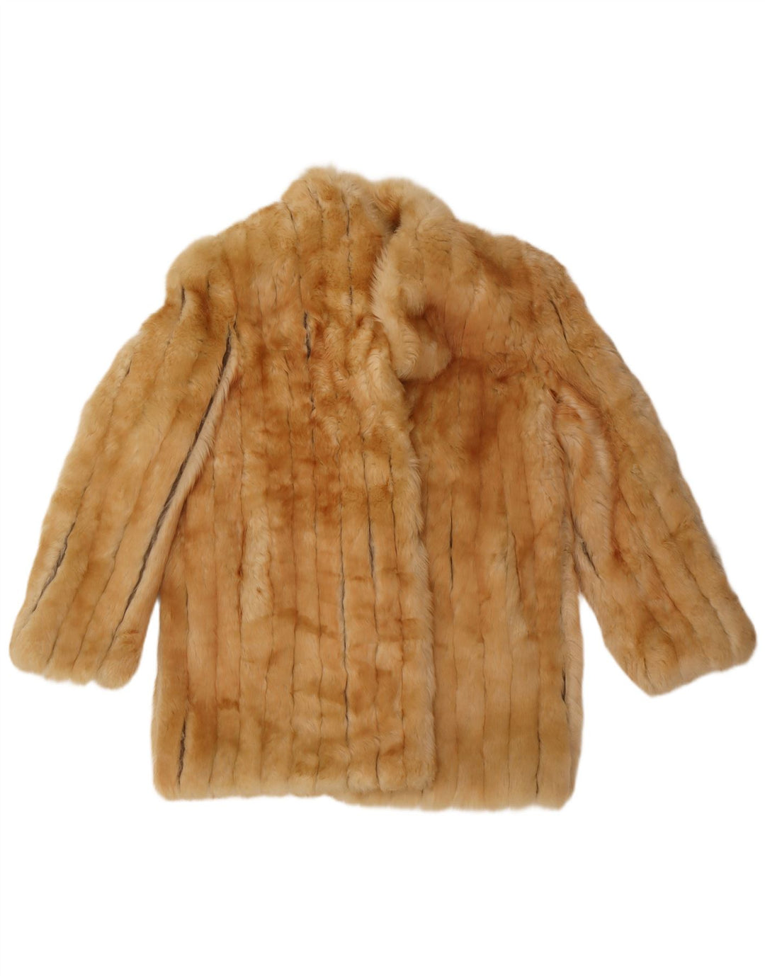 Vintage damski płaszcz ze sztucznego futra UK 14 średni beż klasyczny