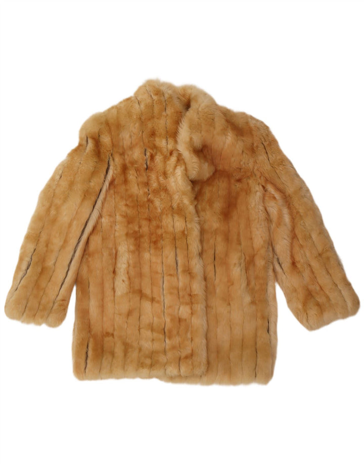 Vintage damski płaszcz ze sztucznego futra UK 14 średni beż klasyczny