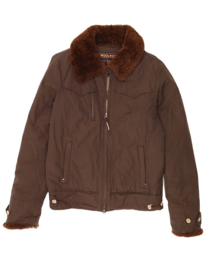 Damska ocieplana kurtka Woolrich UK 16, duża, brązowa bawełna