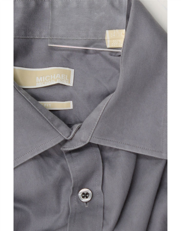 MICHAEL KORS Mens Regular Fit Shirt Size 18 2XL Grey Cotton Vintage Michael Kors and Second-Hand Michael Kors from Messina Hembry 
