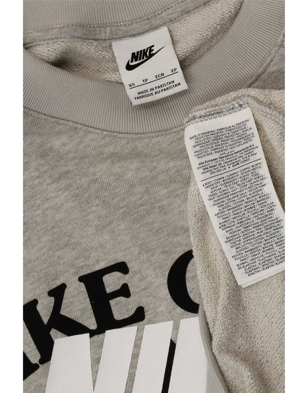 Męska bluza z grafiką Nike, sweter XS, szara bawełna