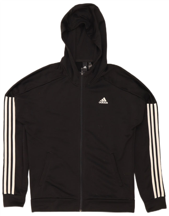 Męski sweter z kapturem i zamkiem Adidas, średni czarny poliester