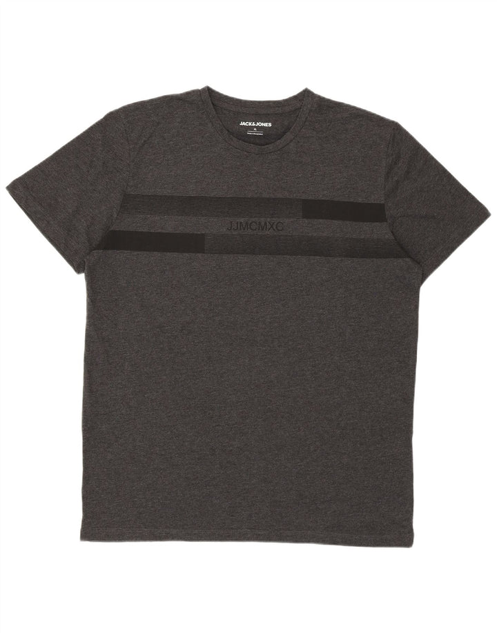 JACK & JONES Mens T-Shirt Top XL Grey Cotton