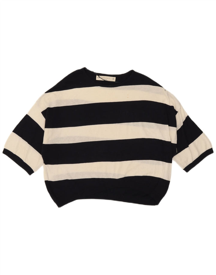 Damska bluzka oversize z rękawem 1/2 Zara UK 12 w średnie białe paski