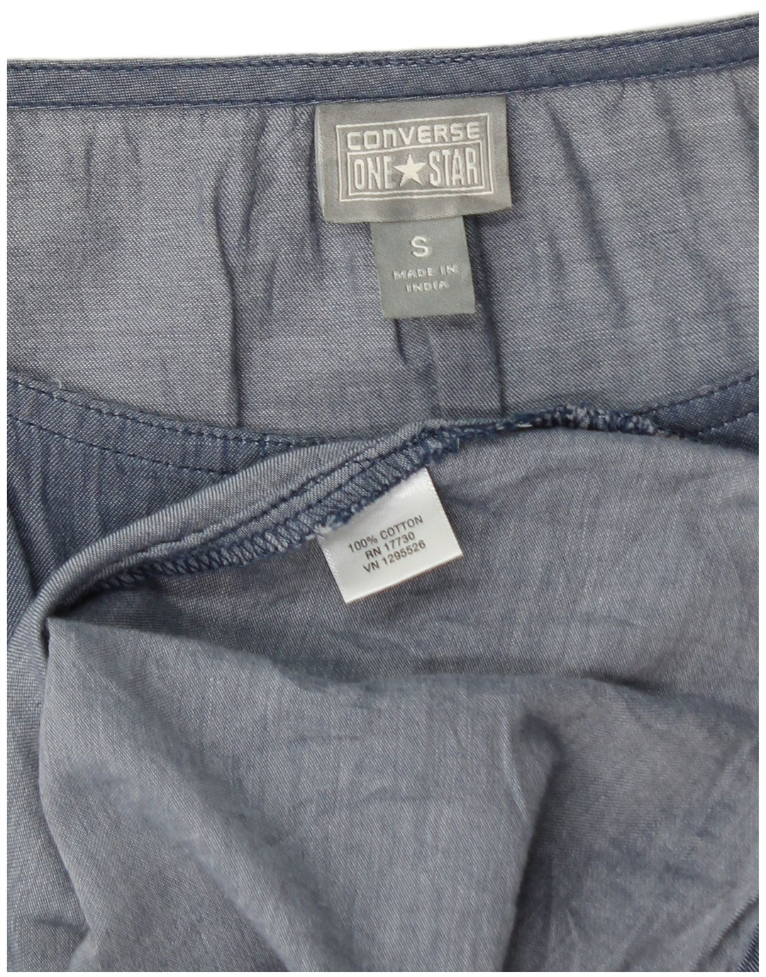 CONVERSE Damska sukienka o linii A bez rękawów, UK 10, mała, niebieska, bawełniana