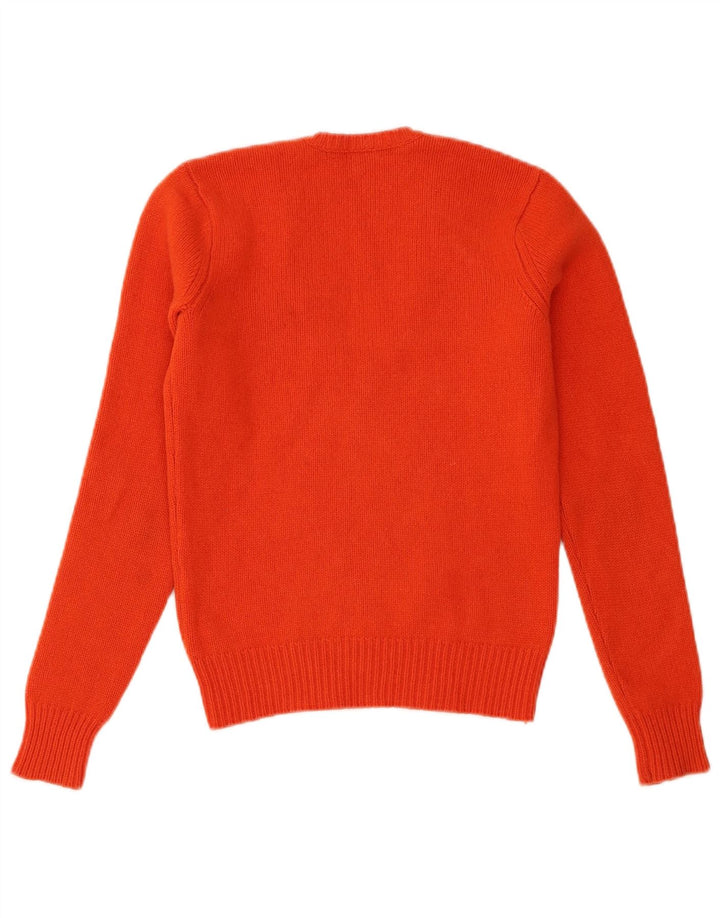 Damski sweter z dekoltem w kształcie litery V, Ralph Lauren, UK 12, średnia, pomarańczowa wełna