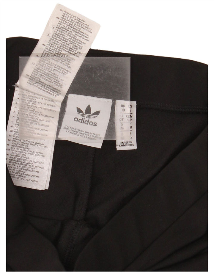 Damskie legginsy ADIDAS z grafiką UK 10, małe, czarne, poliestrowe