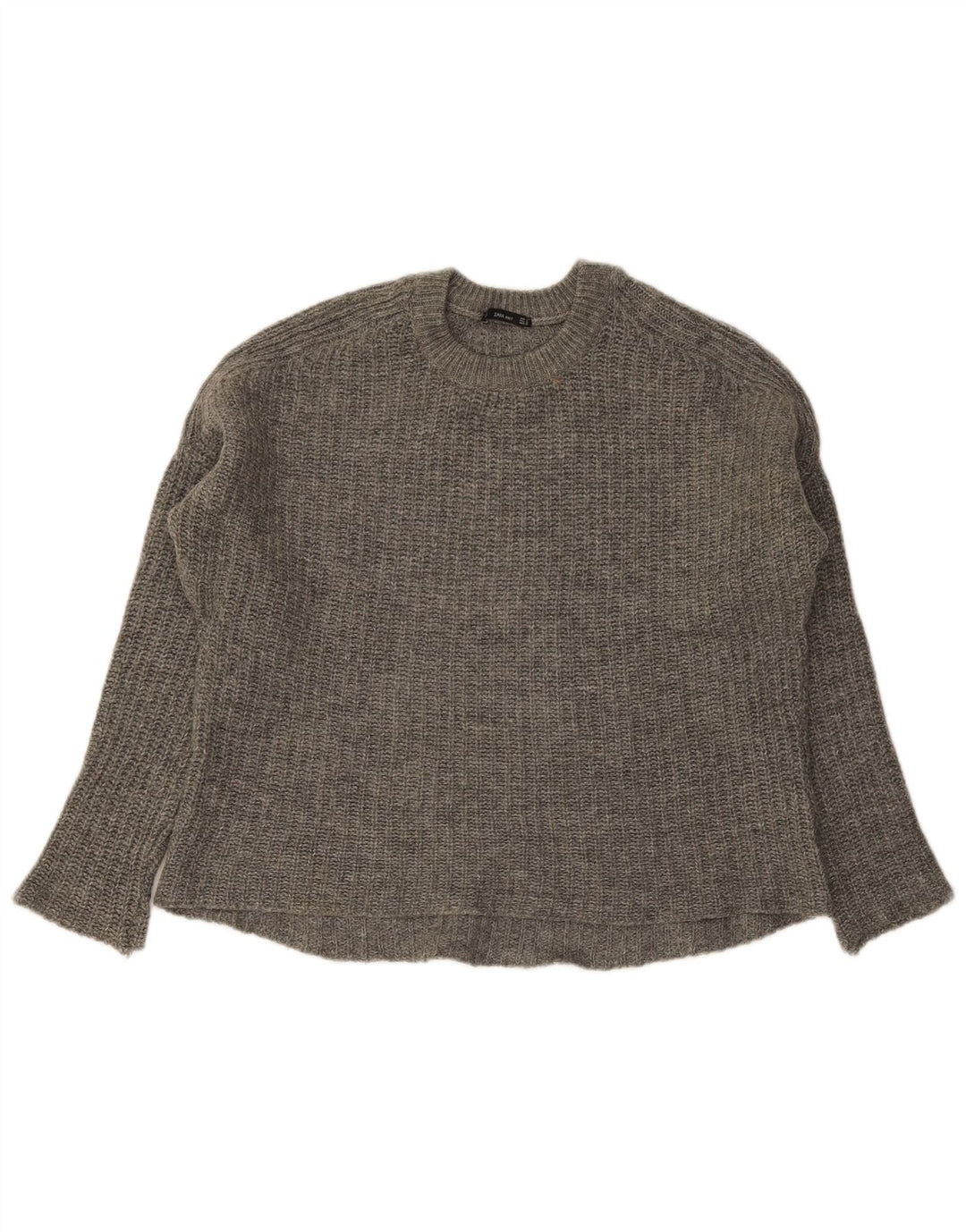 Damski sweter oversize Zara z okrągłym dekoltem UK 14, średni szary