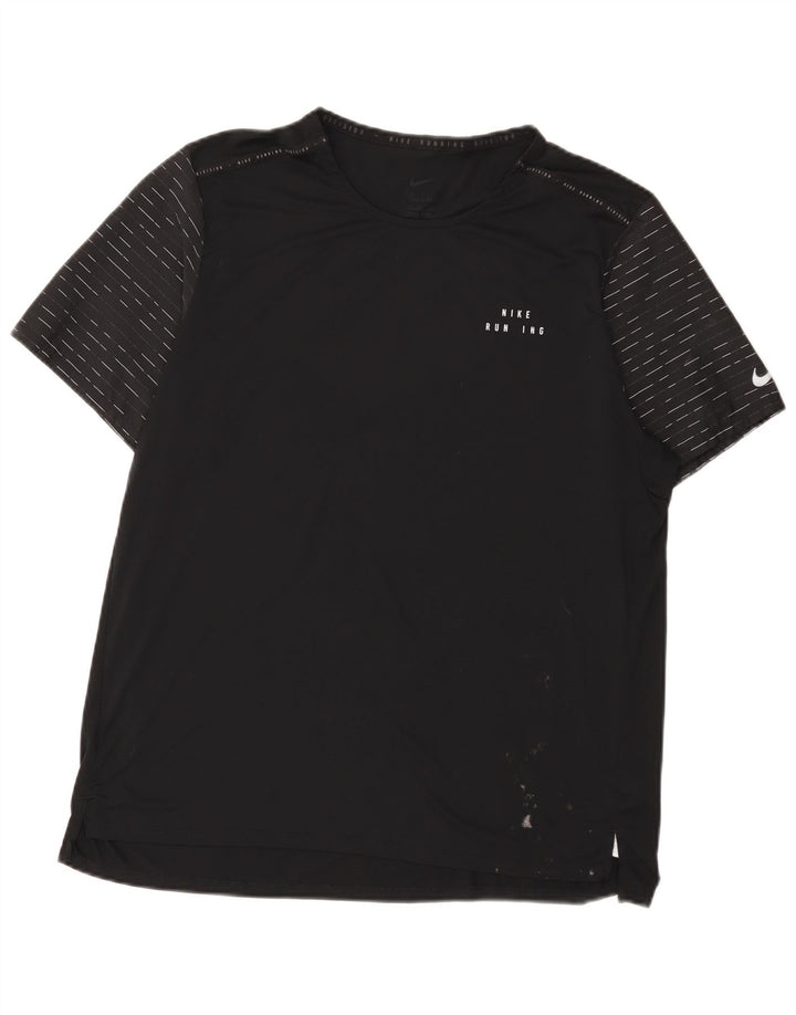 Męski T-shirt Nike Dri Fit Top XL, czarny, poliestrowy w prążki