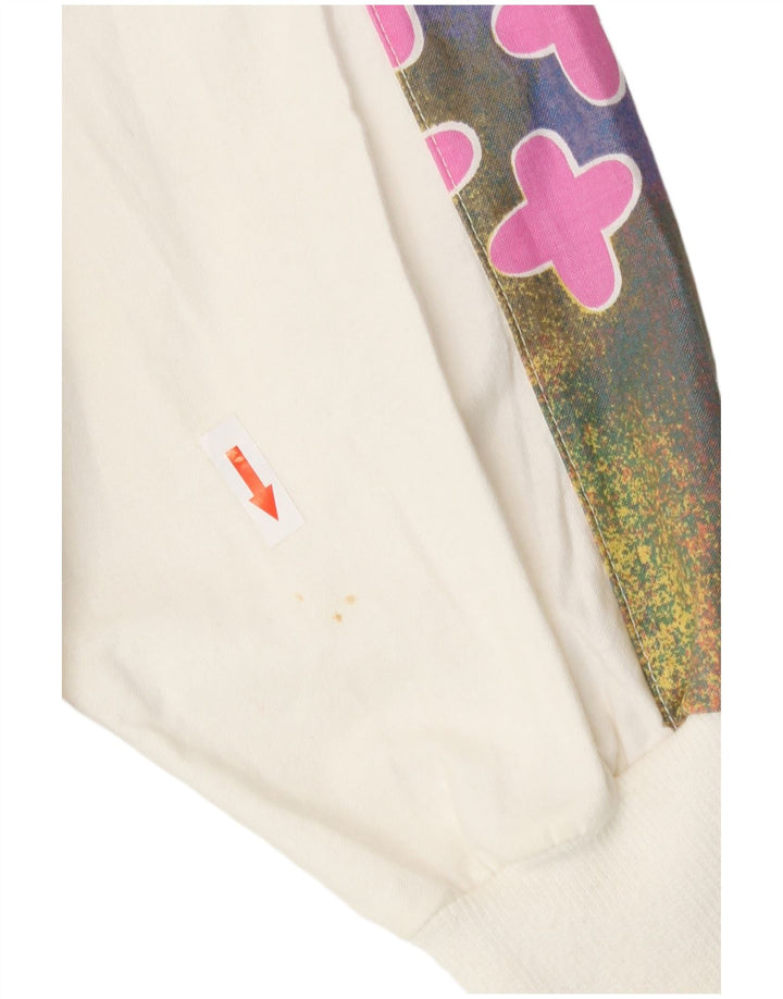 Vintage męska kurtka dresowa z abstrakcyjnym wzorem EU 44/46 Small White