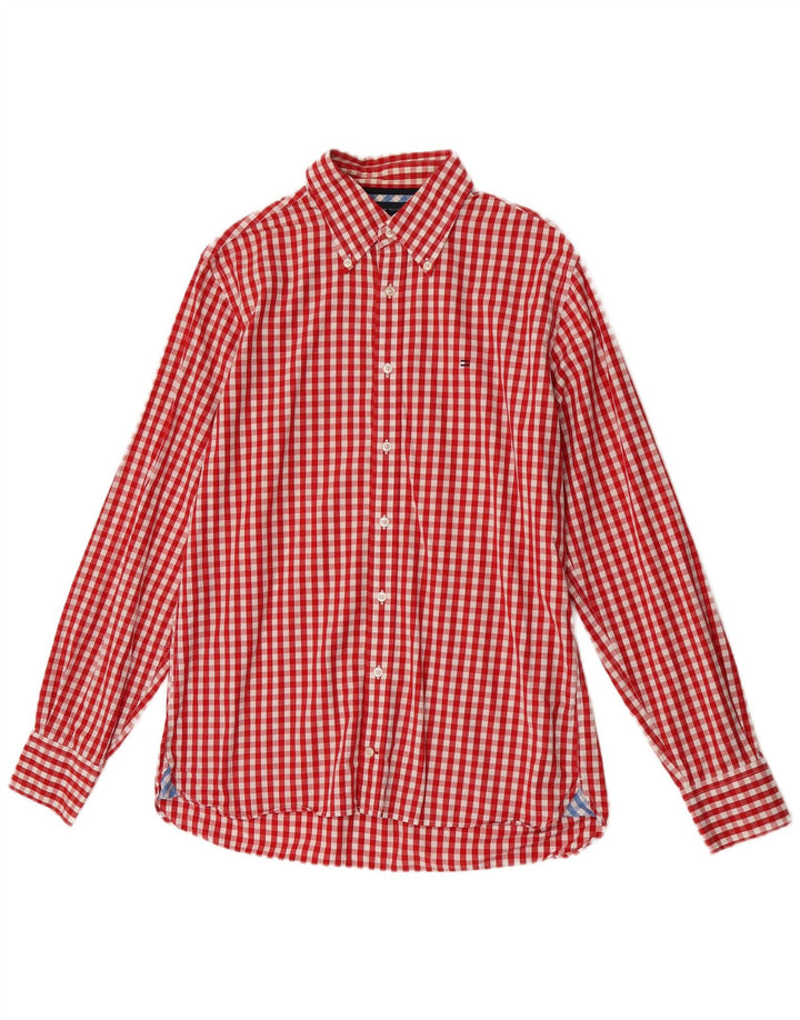 Koszula męska Tommy Hilfiger, bawełniana w średnią czerwoną kratkę