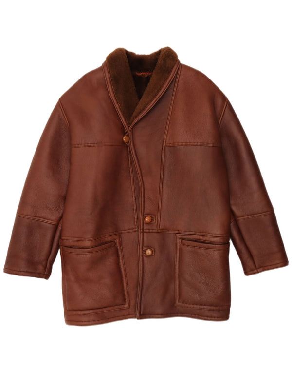 Zenith Mens Shearling Jacket UK 42 XL Brown Sheepskin