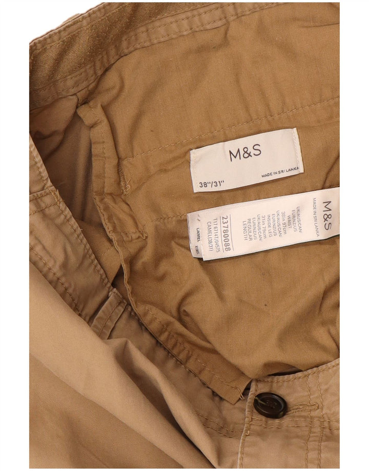 Marks & Spencer Męskie proste spodnie cargo W38 L31 Brązowe bawełniane