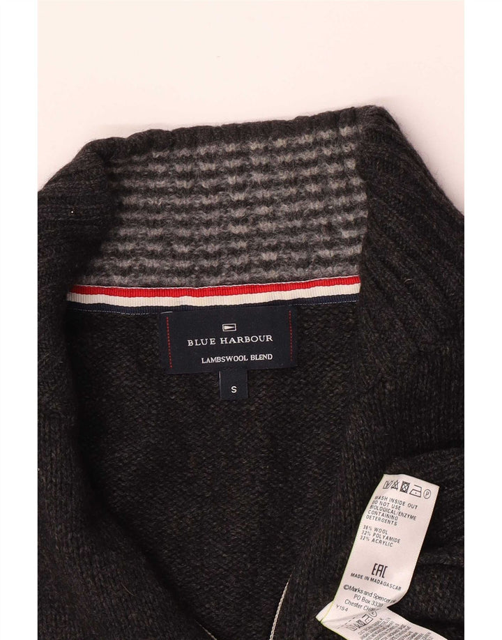Męski sweter Marks & Spencer w kolorze niebieskim i zapinanym na zamek, mały, szary