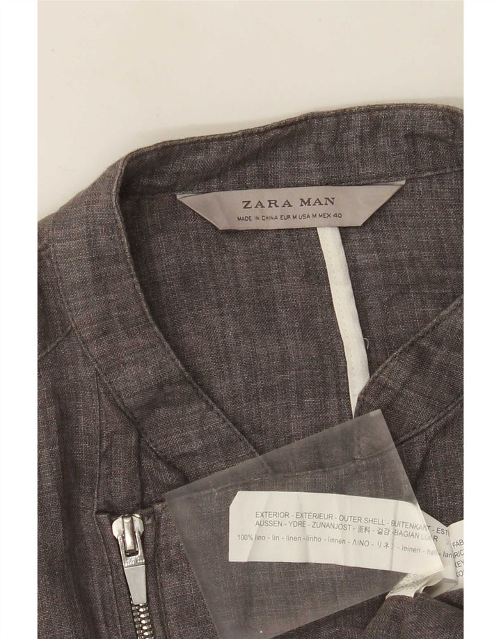Męska kurtka użytkowa Zara UK 36, średnioszara, lniana