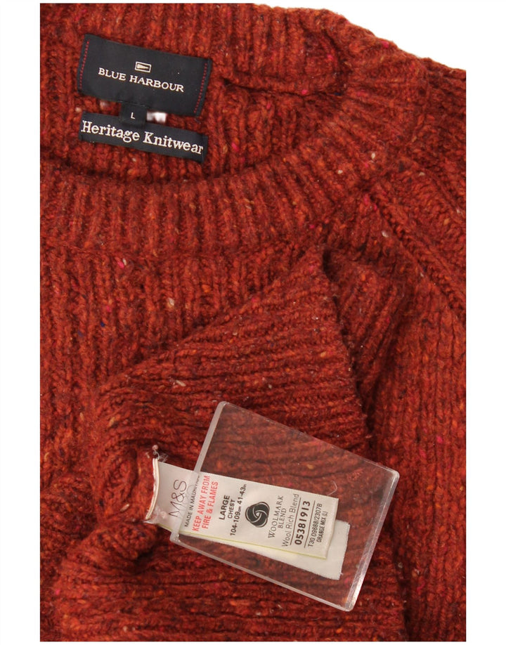 Marks & Spencer Męski sweter z dekoltem w łódkę z autografem, duży, pomarańczowy