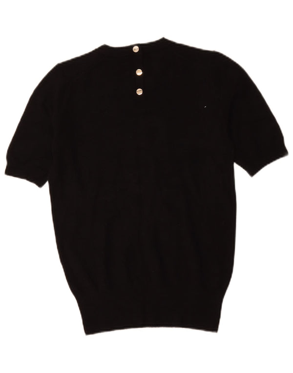 Damski sweter ZARA z krótkim rękawem i okrągłym dekoltem UK 10, mały czarny