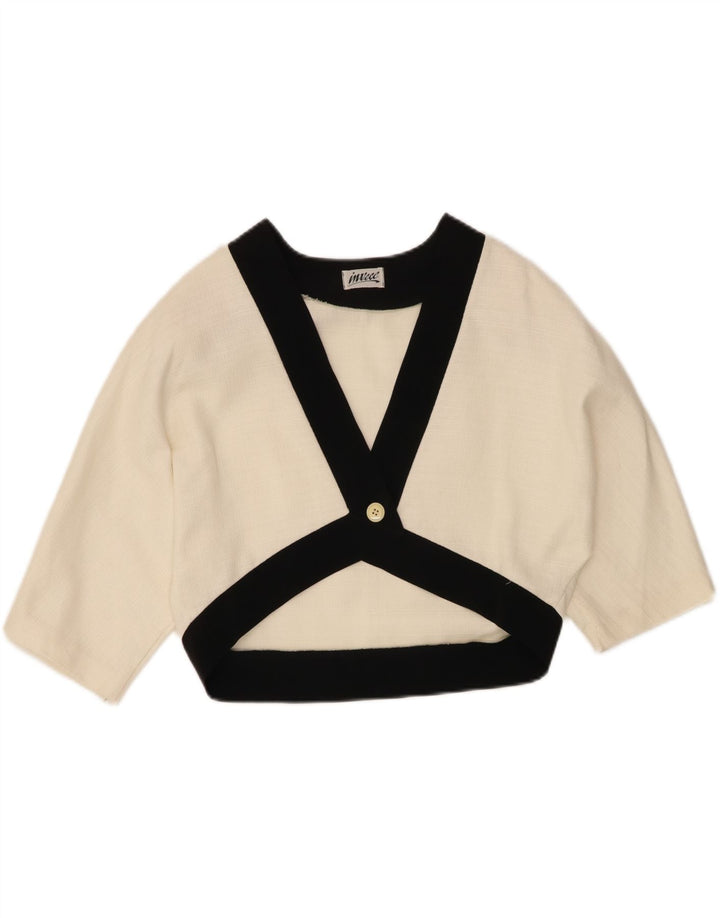 Top damski w stylu vintage, bolerko EU 44 XL, bawełna w kolorze złamanej bieli