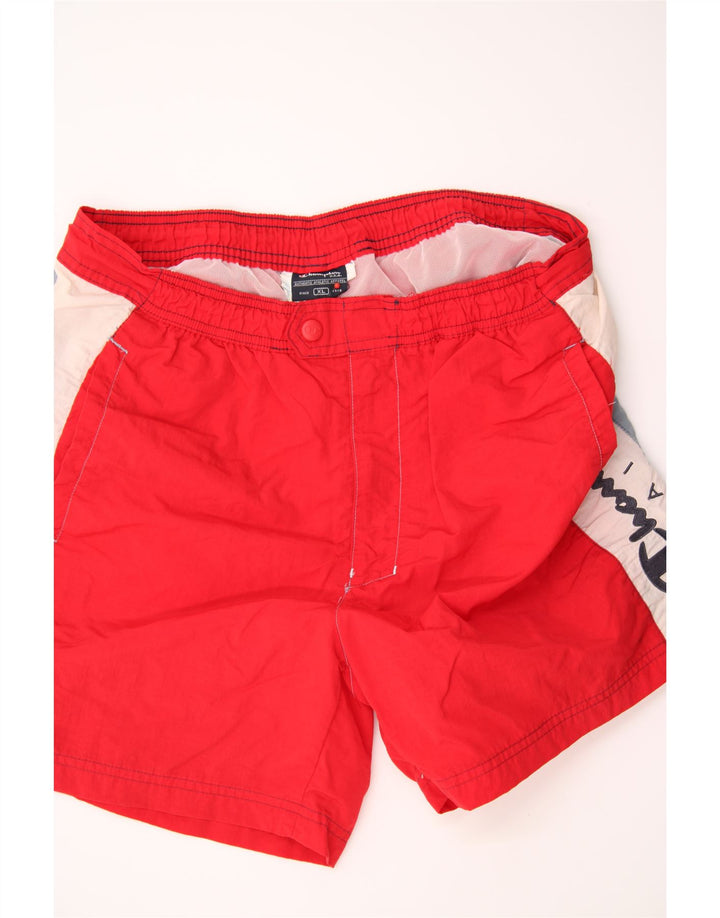 CHAMPION Mens Graphic Swimming Shorts XL  Red Colourblock Polyamide Vintage Champion and Second-Hand Champion from Messina Hembry 