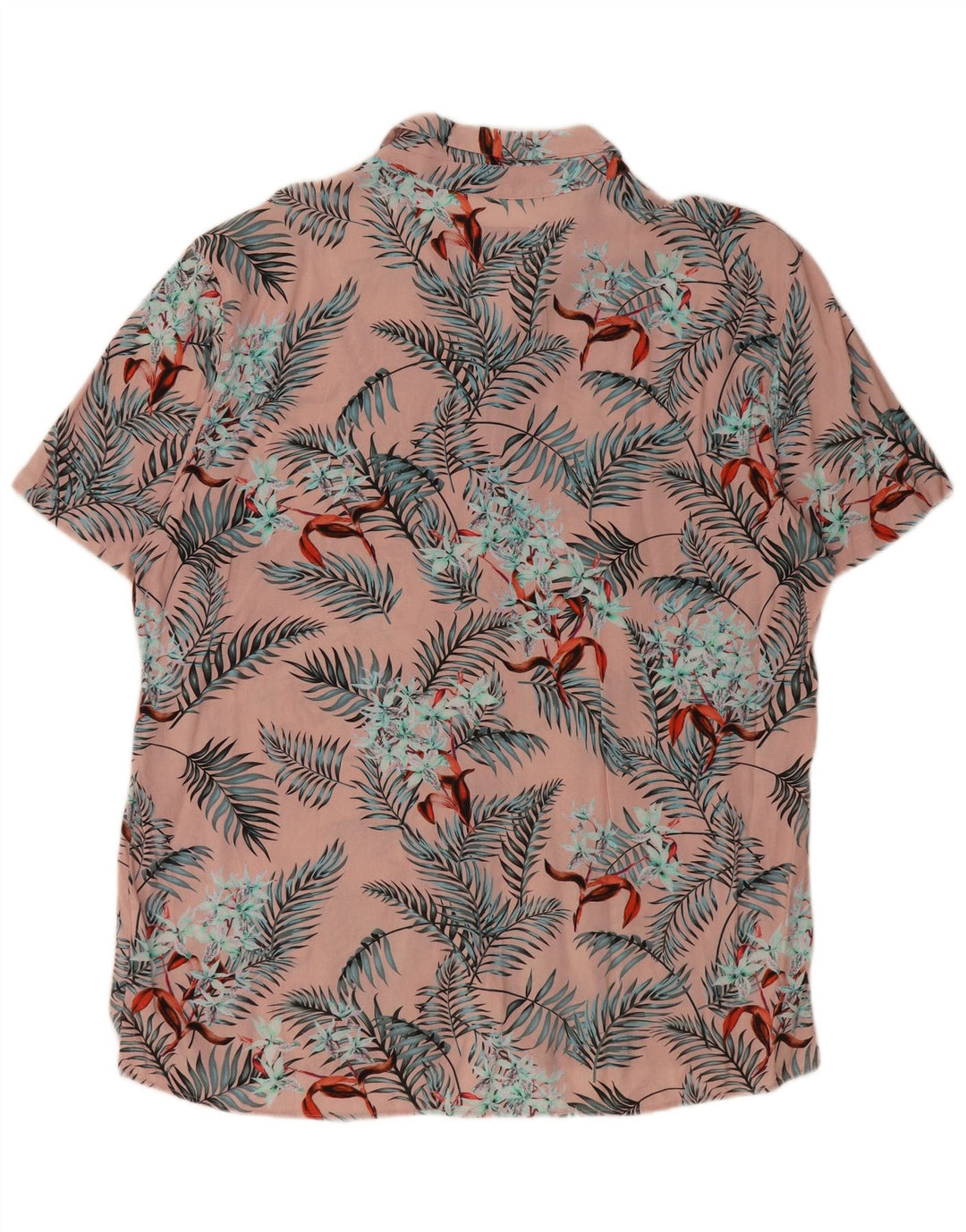 PULL & BEAR Męska koszula z krótkim rękawem XL, różowa, wiskozowa, hawajska