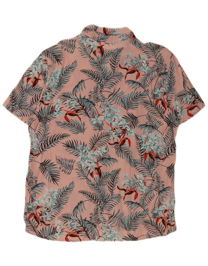 PULL & BEAR Męska koszula z krótkim rękawem XL, różowa, wiskozowa, hawajska