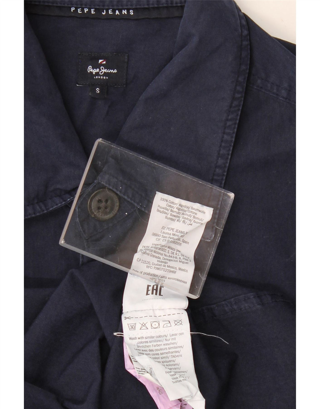 PEPE JEANS Męska koszula z grafiką, mała, granatowa, bawełniana