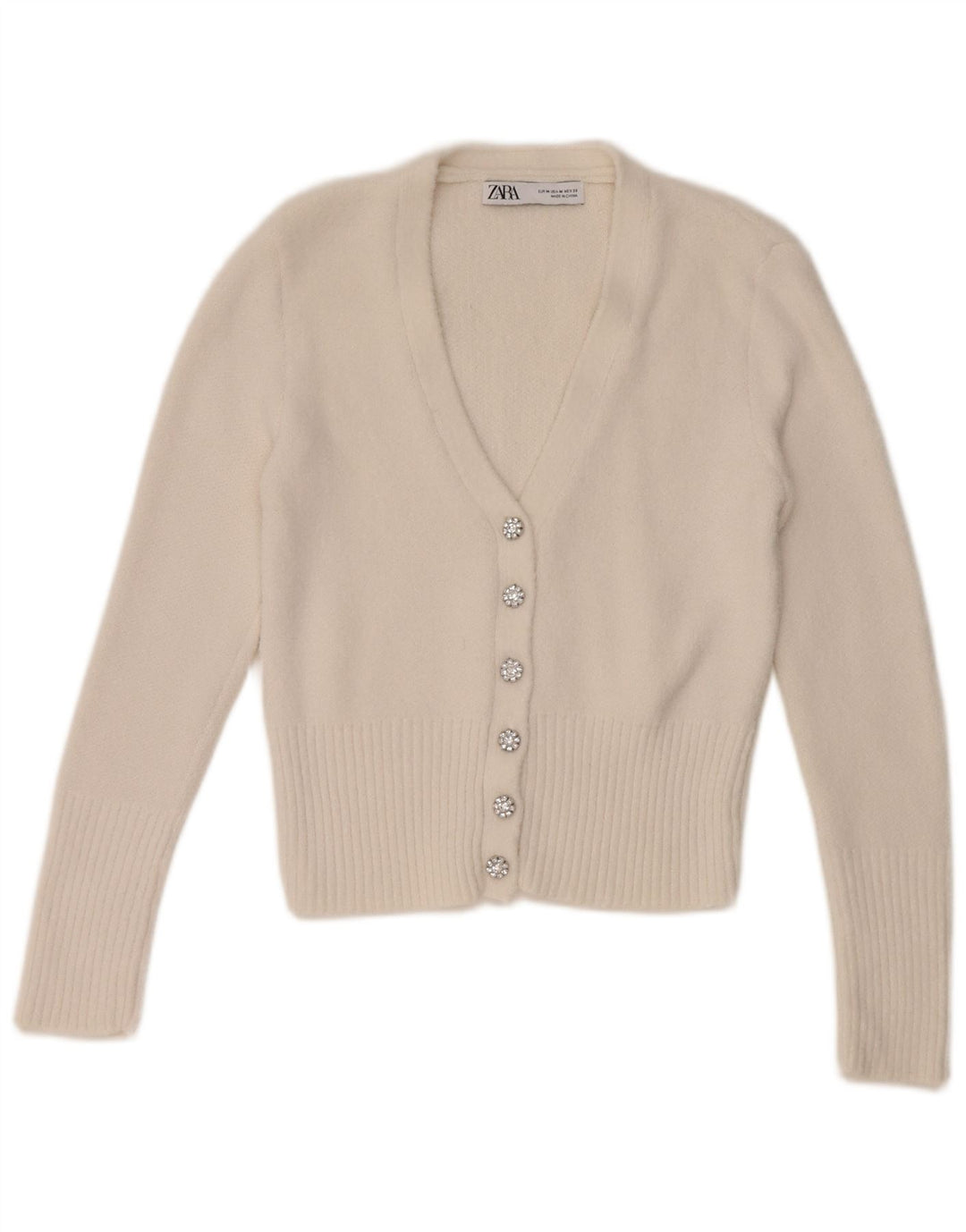 Sweter damski Zara Crop Cardigan UK 12 Średni biały