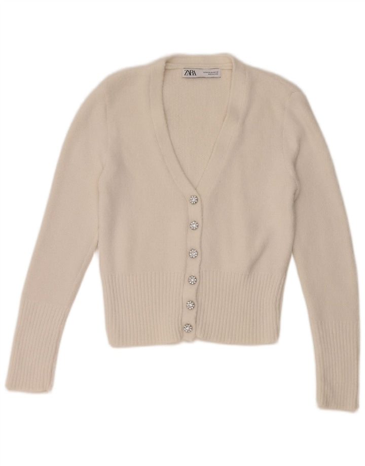 Sweter damski Zara Crop Cardigan UK 12 Średni biały
