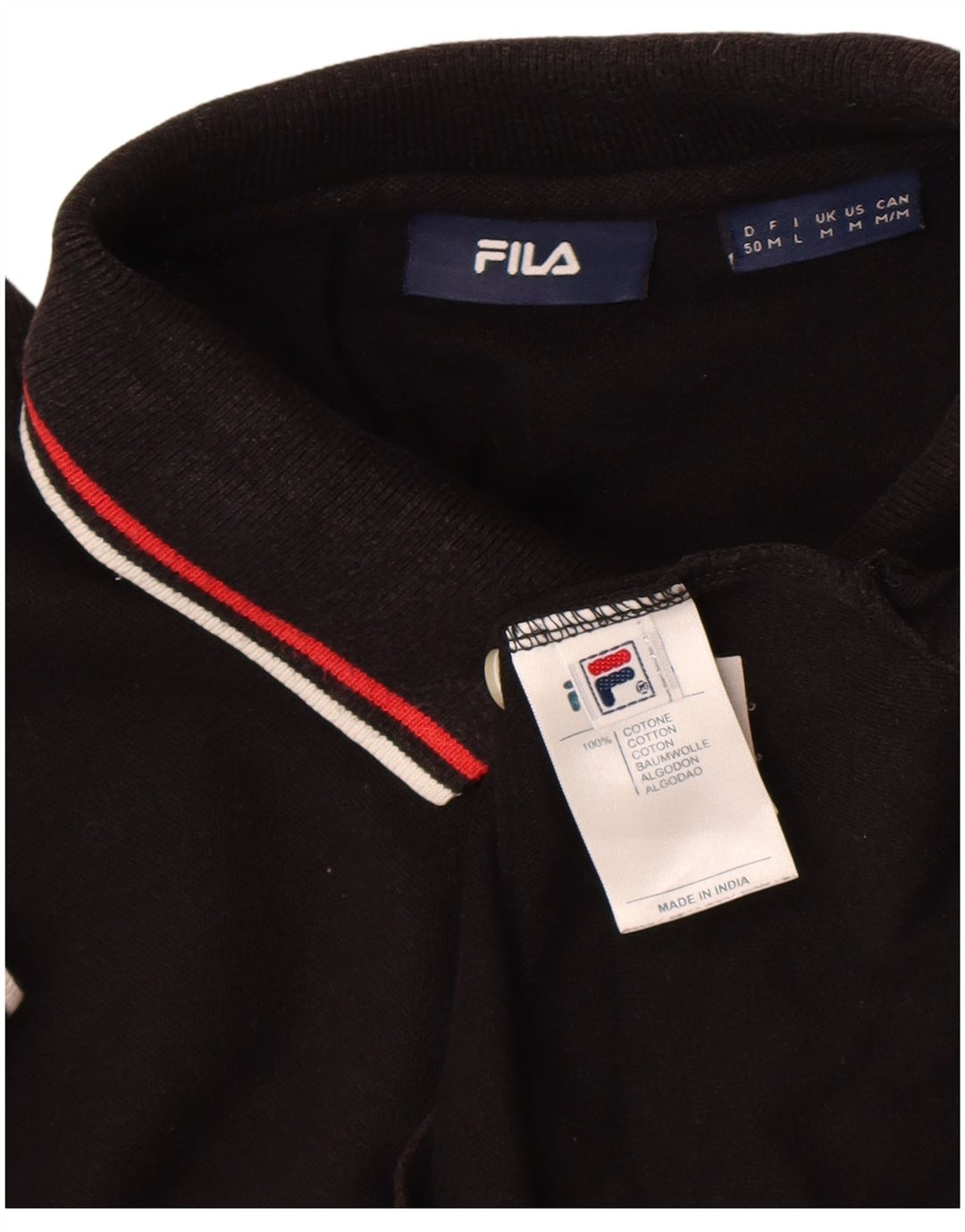Męska koszulka polo Fila, średnia czarna, bawełniana