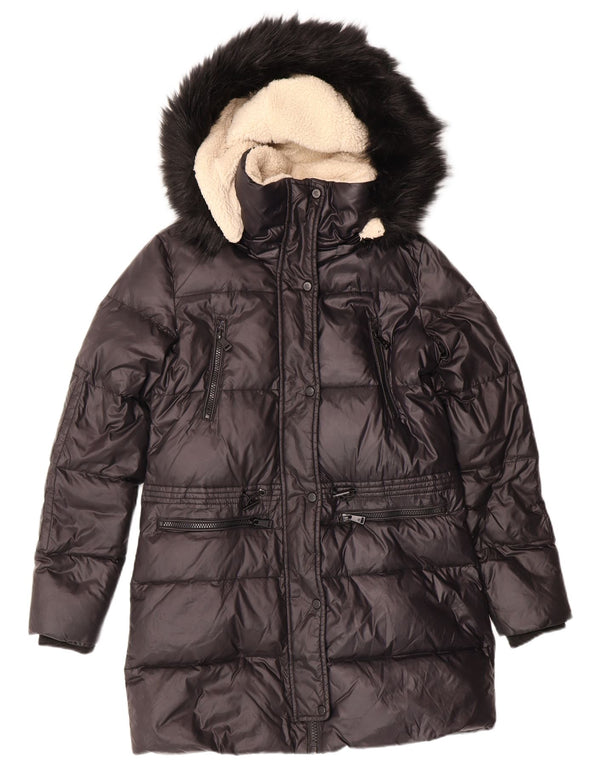 POLO RALPH LAUREN Damski ocieplany płaszcz z kapturem UK 6 XS, czarny, nylonowy, zimowy