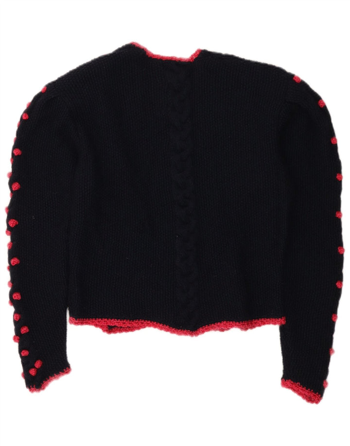 Sweter damski w stylu vintage, krótki kardigan UK 14, średni granat