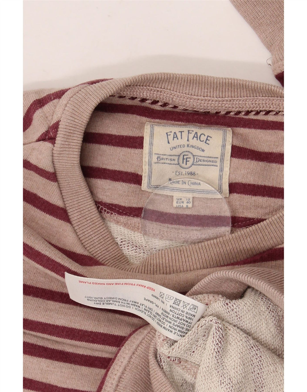 Damski sweter oversize FAT FACE UK 12 w średnie różowe paski