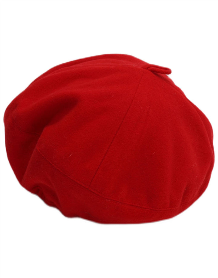 Vintage dziewczęcy beret z polaru 6-7 lat czerwony poliester