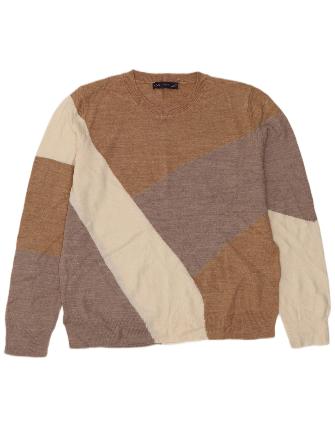 MARKS & SPENCER Damski sweter z okrągłym dekoltem, UK 12, średni brąz