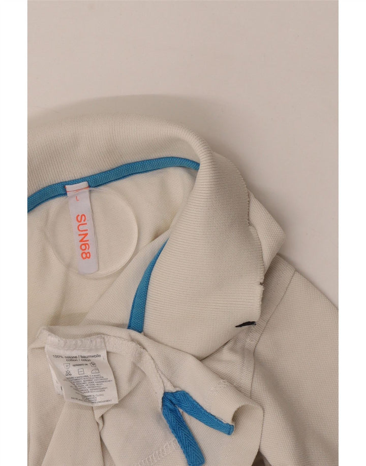 Męska koszulka polo Sun68, duża, biała, bawełniana