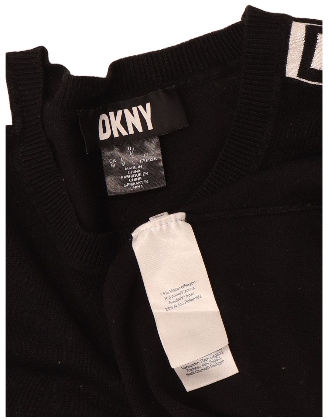 Damska bluza z grafiką Dkny UK 12, średnia czarna wiskoza