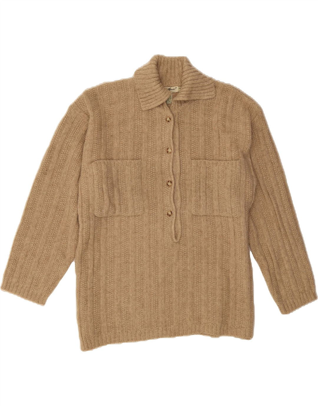 EDDIE BAUER Womens Oversized Polo Neck Jumper Sweater UK 14 Medium Beige Vintage Eddie Bauer and Second-Hand Eddie Bauer from Messina Hembry 