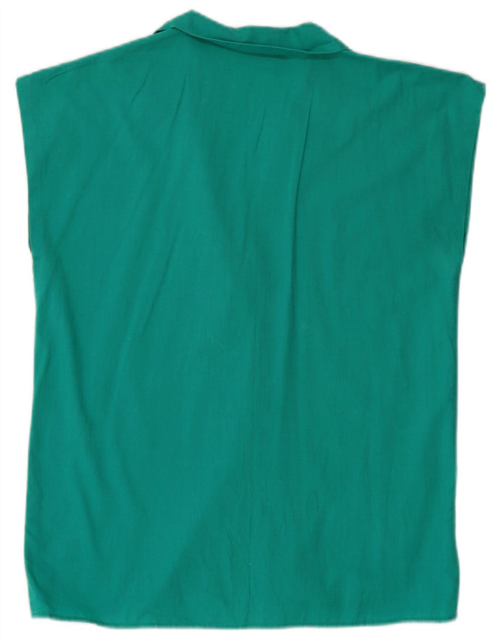 Damska bluzka koszulowa bez rękawów VINTAGE UK 12 średni turkus