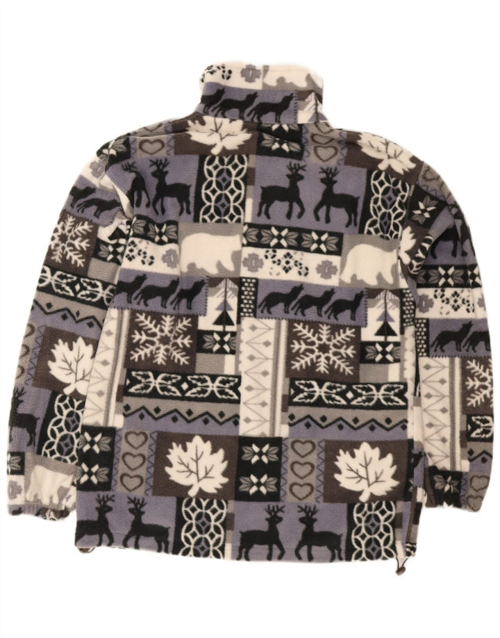 Męska kurtka polarowa Vintage UK 40, duża, szara, z poliestru Fair Isle