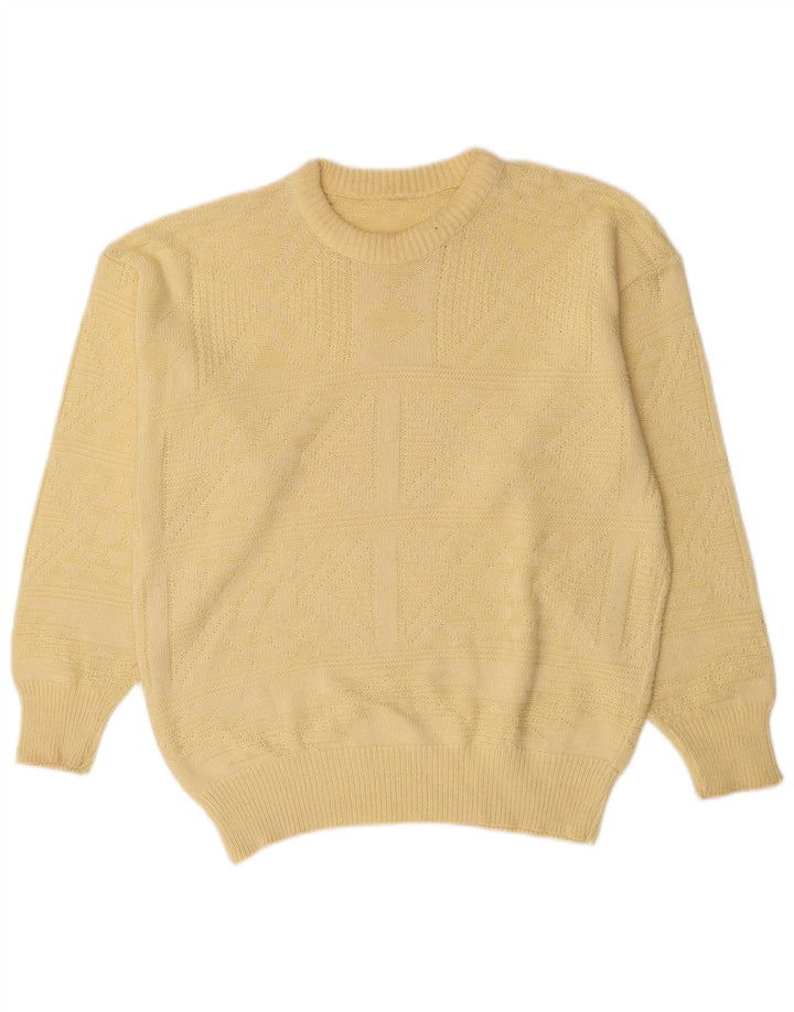 Vintage męski sweter z dekoltem w łódkę, duży żółty