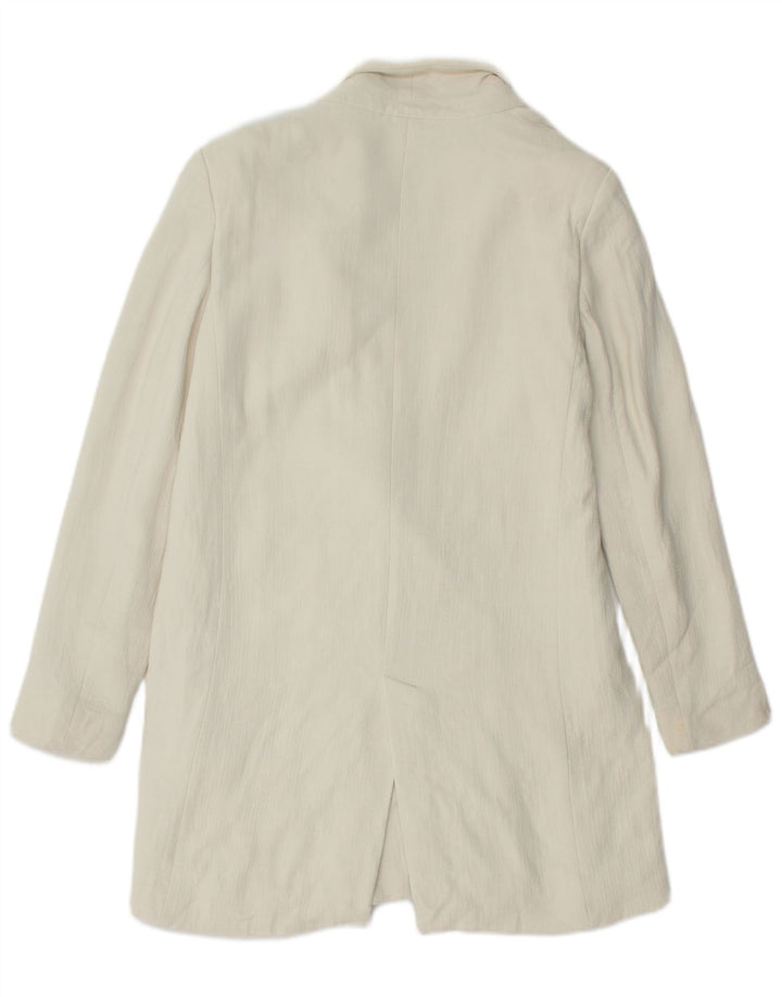 MASSIMO DUTTI Womens Double Breasted Coat UK 14 Medium White