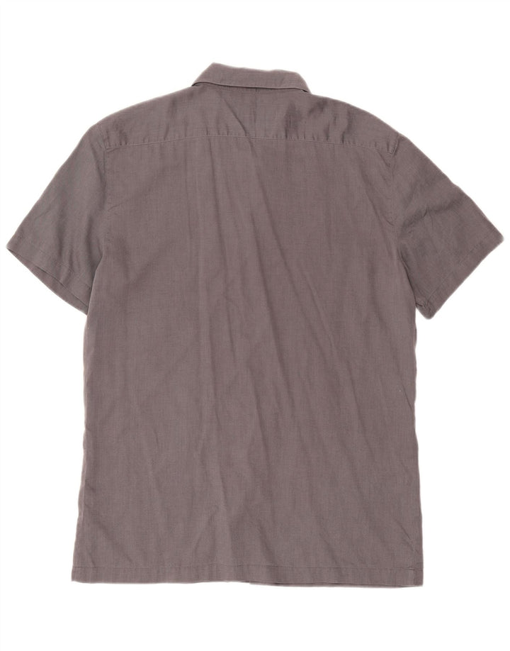 Koszula męska z krótkim rękawem Trussardi XL, szara, bawełniana w jodełkę