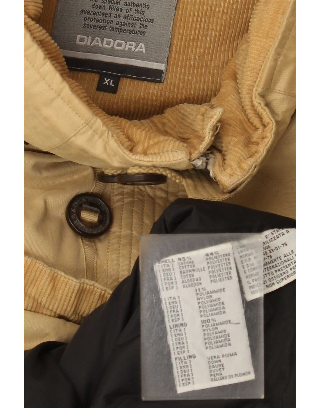 Męska ocieplana kurtka Diadora UK 42 XL, beżowa, bawełniana