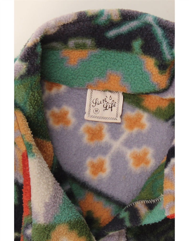 Damska kurtka polarowa Vintage UK 14, średnia, wielokolorowa, geometryczna